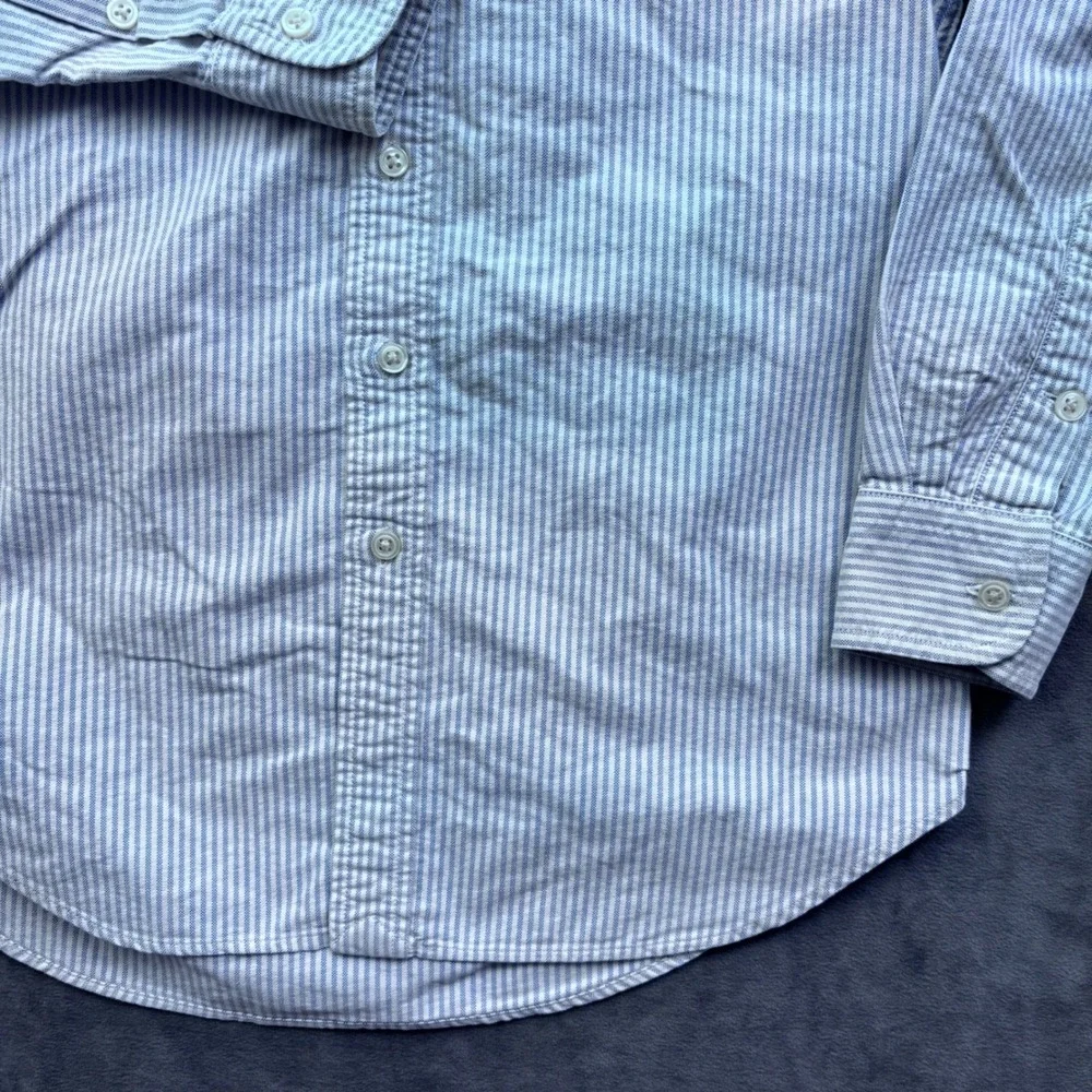 Ralph Lauren Kids Blue White Striped Cotton Oxford Button Down Shirt Size 12
